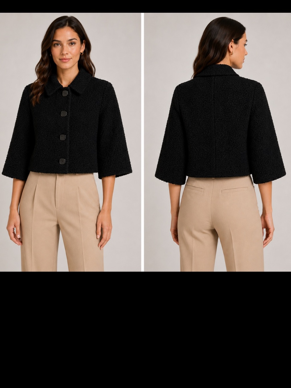 Anthropologie Raoul Black Cropped Bouclé Jacket Size 6
